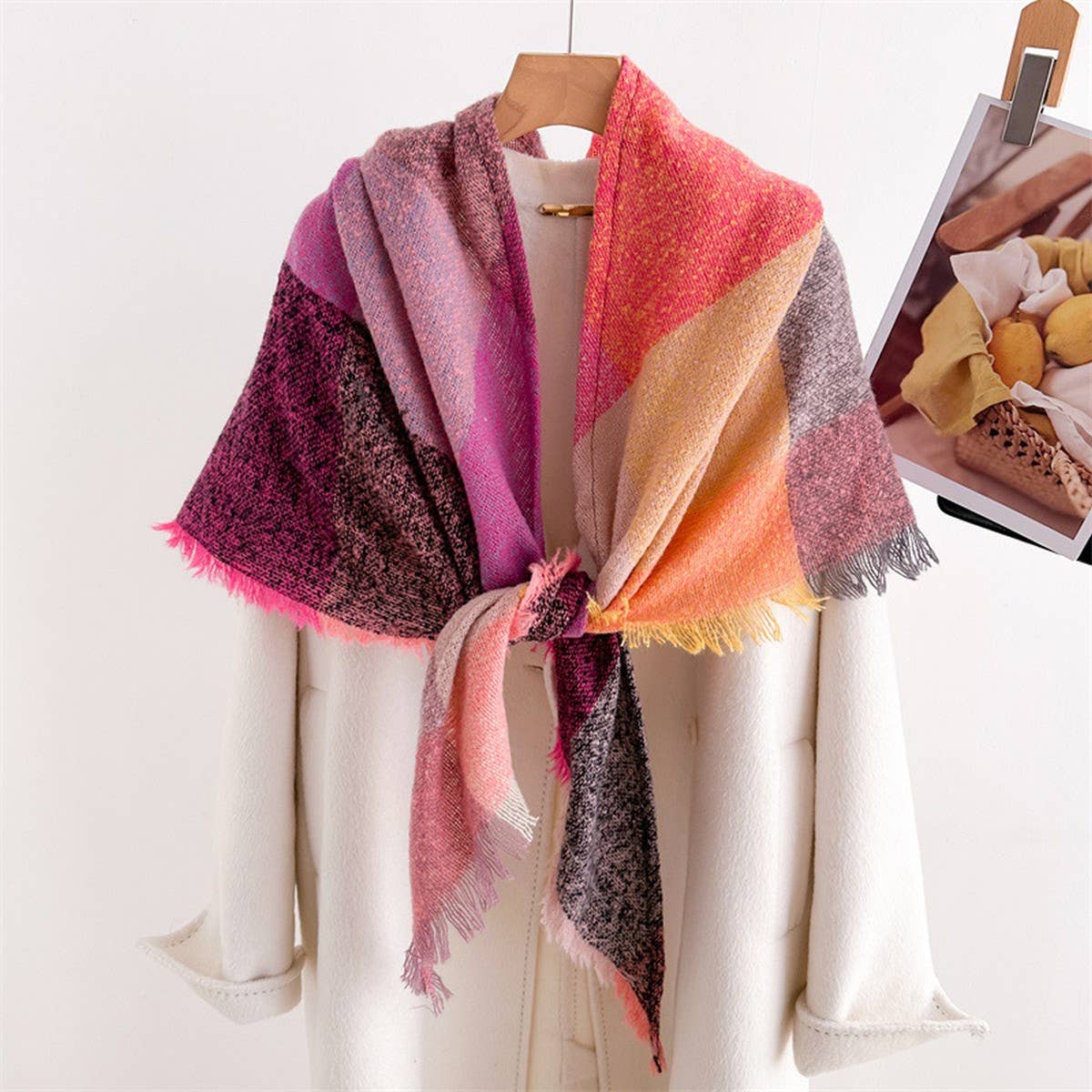 COLORFUL PLAID TASSEL SCARF FOR FALL WINTER_CWASC2764