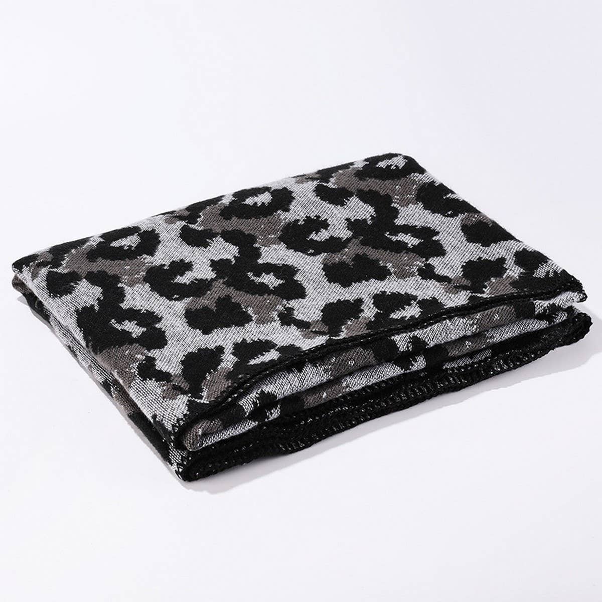 SHAWL KNITTED CAPE LEOPARD PRINT THICK WARM SCARF_CWASC2223