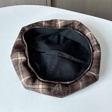 Vintage Brushed Cotton Check Beret_Cwab2910
