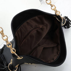 Cwab4538_Rivet Soft Leather Tassel Hand-Held Shoulder Bag