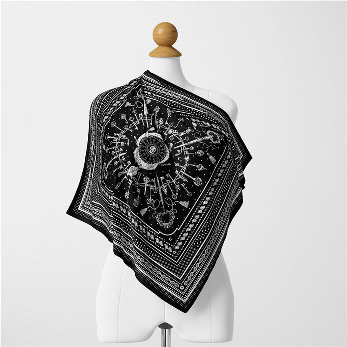 FAUX SILK PAISLEY PRINT SCARF VINTAGE NECK WRAP_CWASC0654