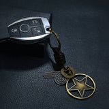 ALLOY FIVE POINTED STAR GENUINE LEATHER KEYCHAIN_CWMM4783