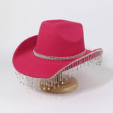 COWBOY STYLE FEDORA HAT WITH TASSEL DETAIL_CWAH3640