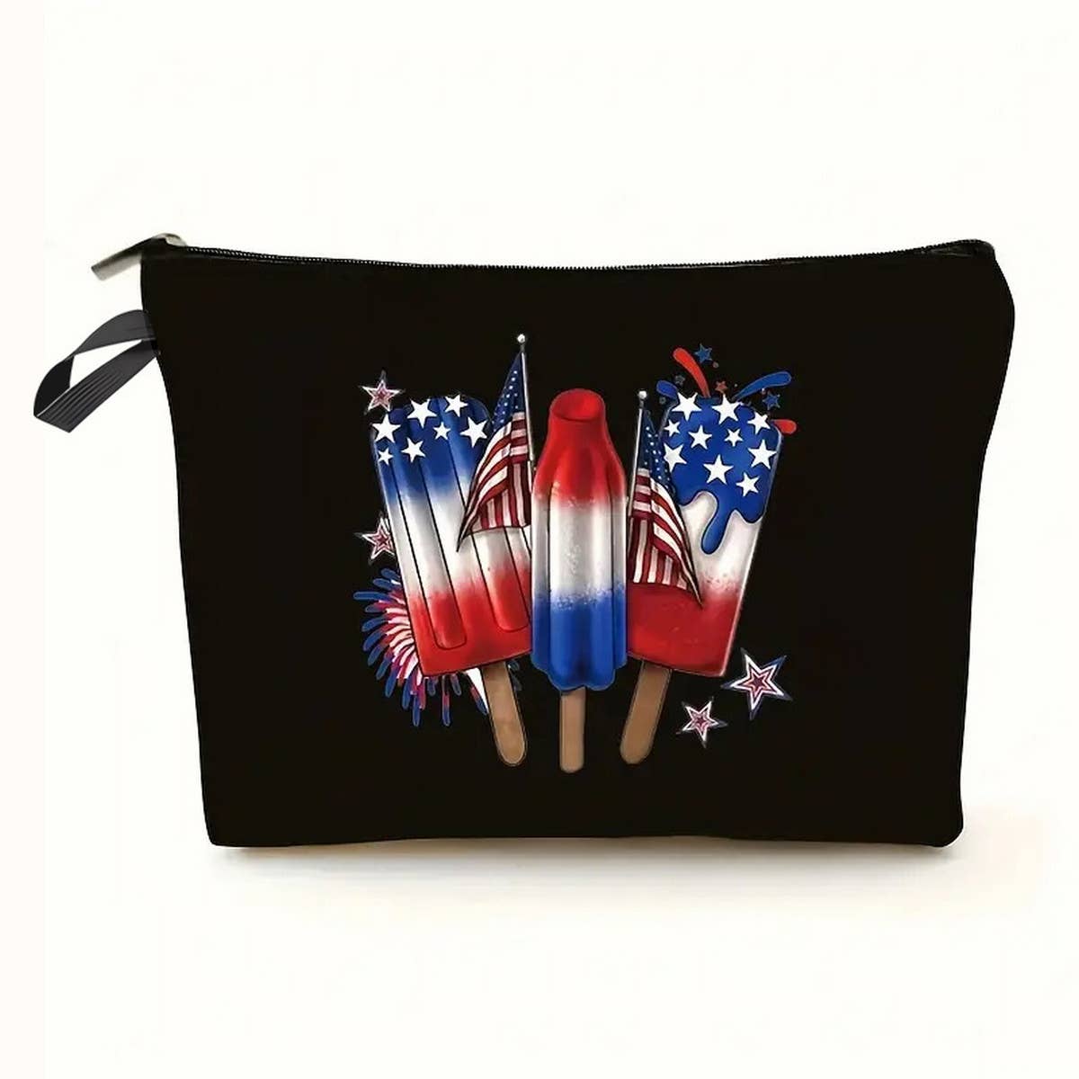 BLACK DOUBLE SIDED PRINTED COSMETIC BAG_CWAB2262