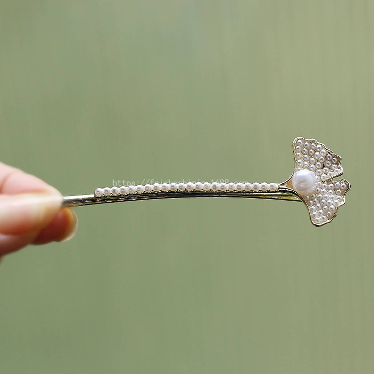 Vintage Pearl Leaf Hair Clip Elegant Side Pin_Cwaha1224
