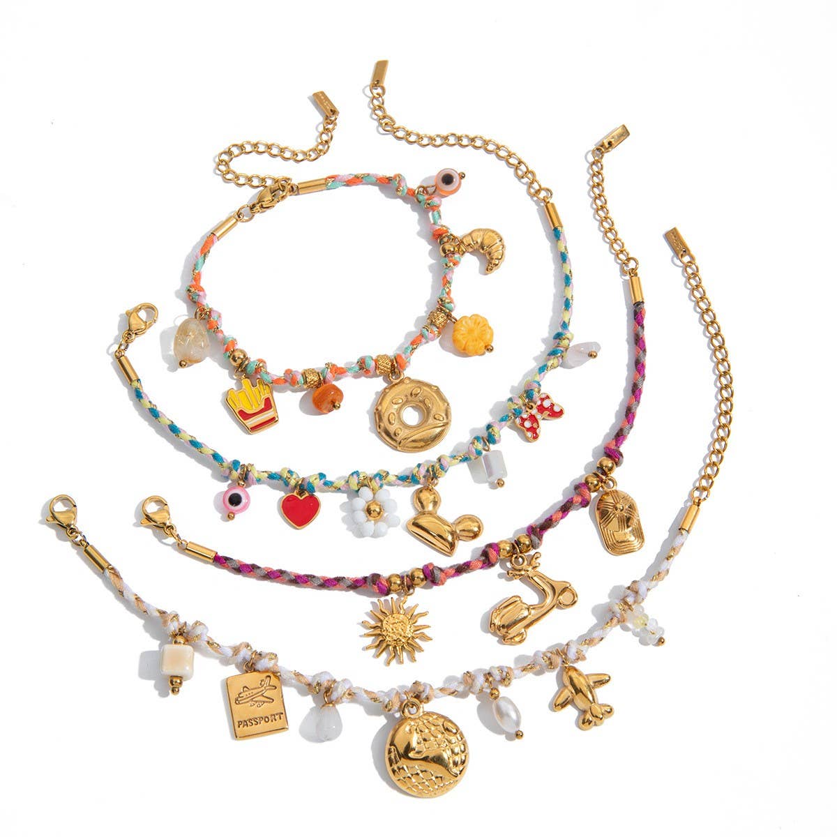 Vacation Style Pink Resin Evil Eye Bracelet