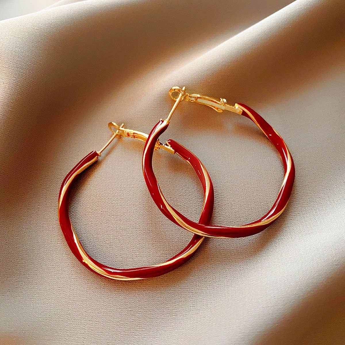 OIL DRIP SPIRAL VINTAGE EARRINGS_CWAJE2357