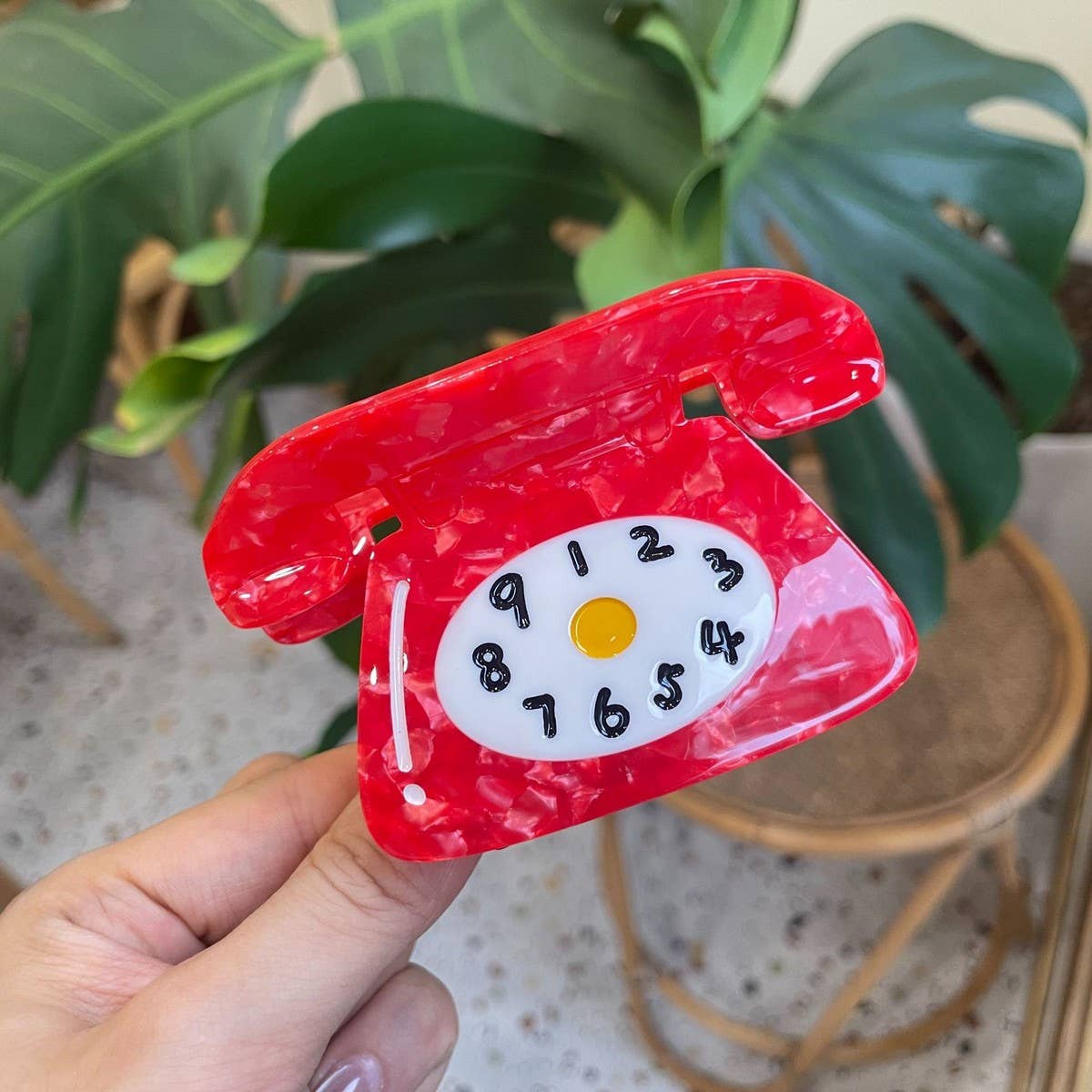 RETRO PHONE CLOCK HAIR CLAW CUTE VINTAGE STYLE_CWASC1597