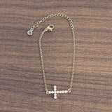 Copper Mini Cross Bracelet Set With Zircon