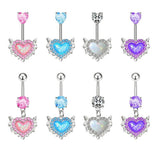 HEART OPAL ZIRCON BELLY BUTTON RING_CWMM9464