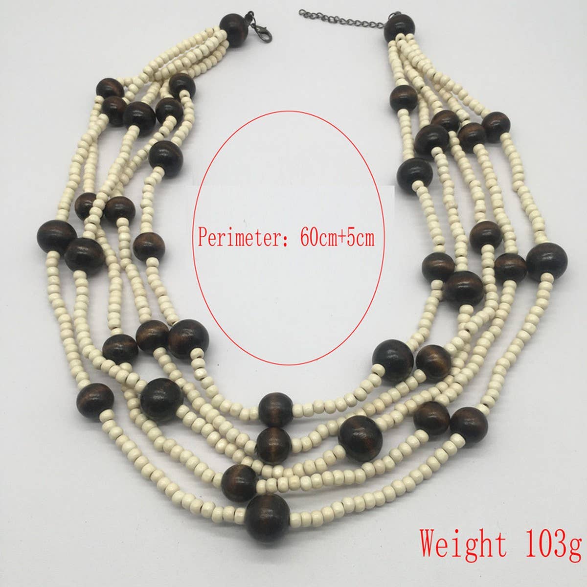 MULTI LAYERED WOODEN BEAD BOHEMIAN NECKLACE_CWMM4572