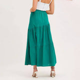 COTTON AND LINEN MAXI SKIRT WITH PLEATED HEM_CWBSS0381