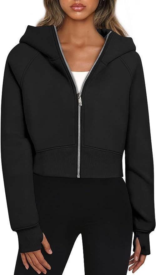 Cwohol0366_Zip-Up Long Sleeve Casual Hoodie Top