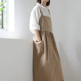 KITCHEN FLORIST WORK LINEN APRON WITH POCKETS_CWMM3295