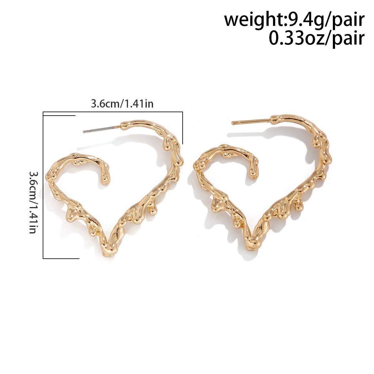 CREATIVE LAVA HEART SHAPED ASYMMETRICAL EARRINGS_CWAJE1822