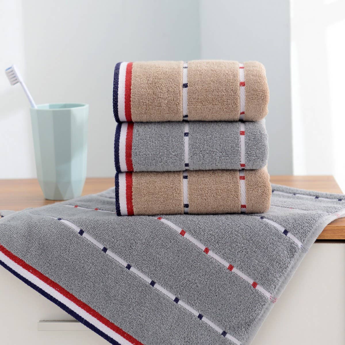 HOUSEHOLD STRIPED COTTON ABSORBENT TOWEL SOFT GIFT_CWMM2317