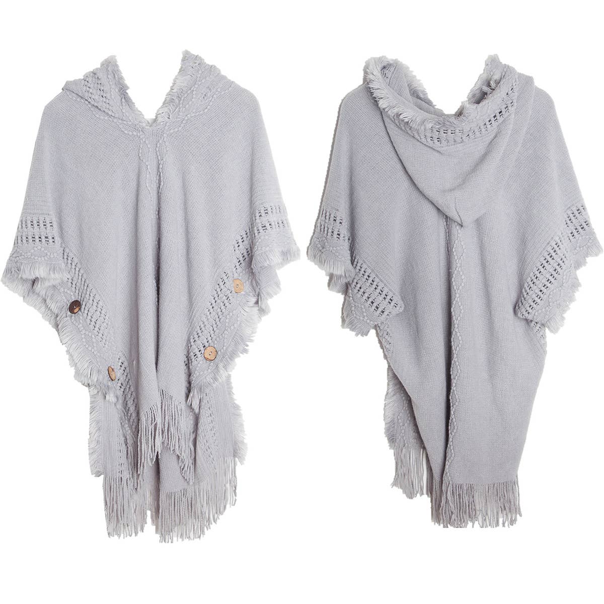 Women Poncho Sweater Cozy  Cape With Hood