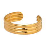 Vintage 18K Gold Triple Tube Open Cuff Bracelet