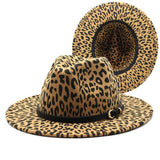 LEOPARD PRINT WOOLEN HAT WIDE BRIM JAZZ HAT_CWAH2534