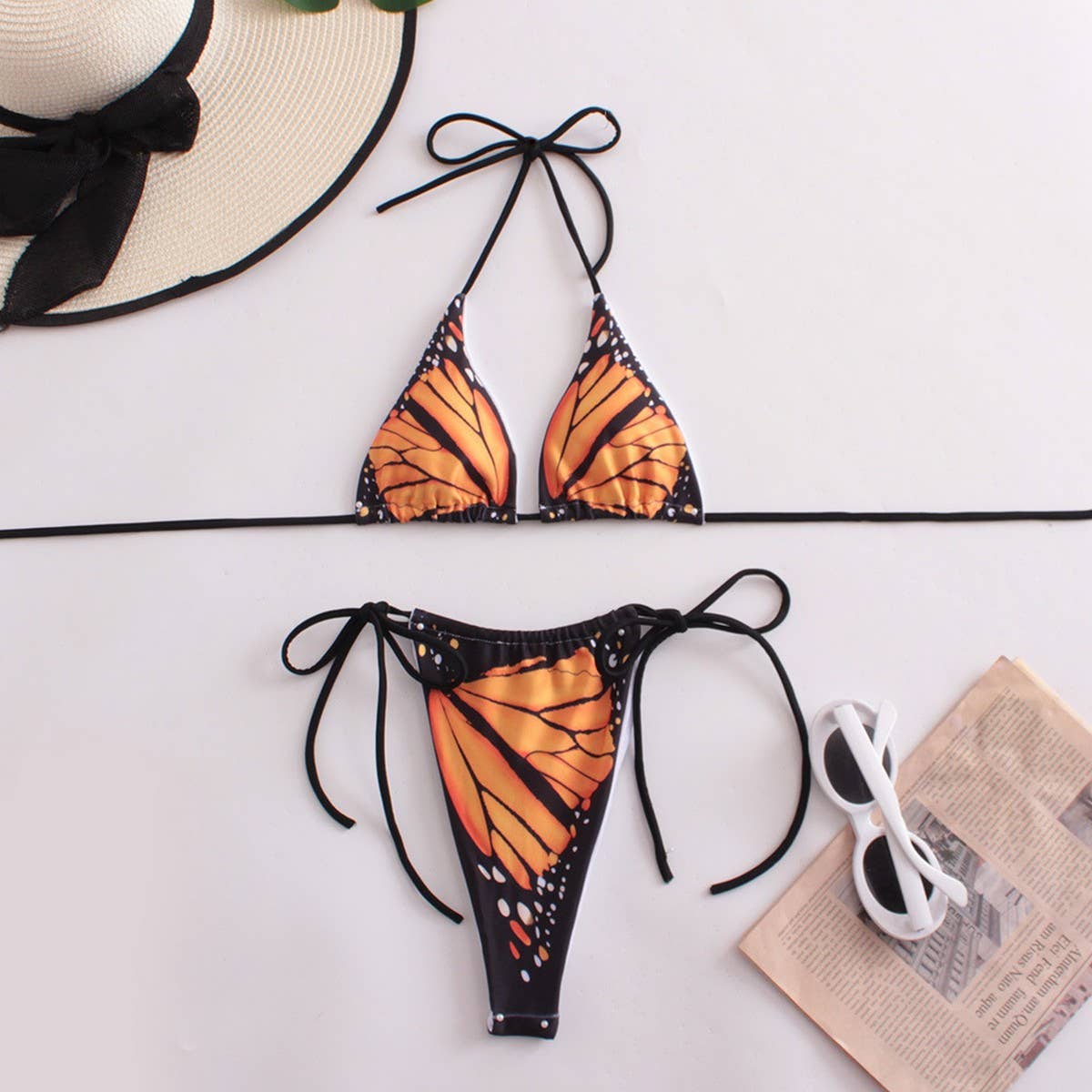 2 PIECE BIKINI SWIMSUIT WITH BUTTERFLY DESIGN PRINT_CWMW0178