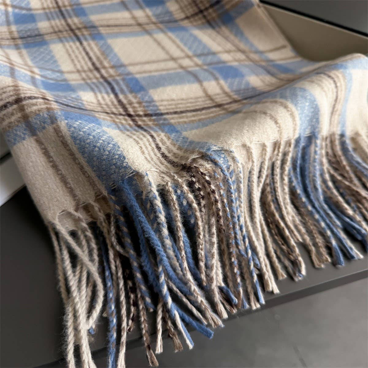 Vintage Plaid Winter Cashmere Feel Tassel Scarf_Cwasc03261