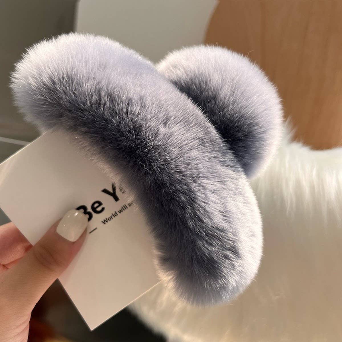 LARGE REAL REX RABBIT FUR HAIR CLAW CUTE COZY_CWAHA3302