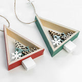 Wooden Red Green Triangle Xmas Tree Ornament Decor_Cwmm9785