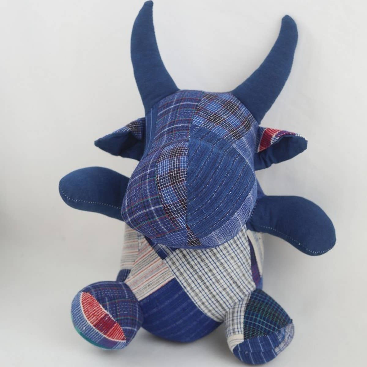 INDIGO DYE HANDMADE PATCHWORK ANIMAL PLUSH TOY_CWMM6040