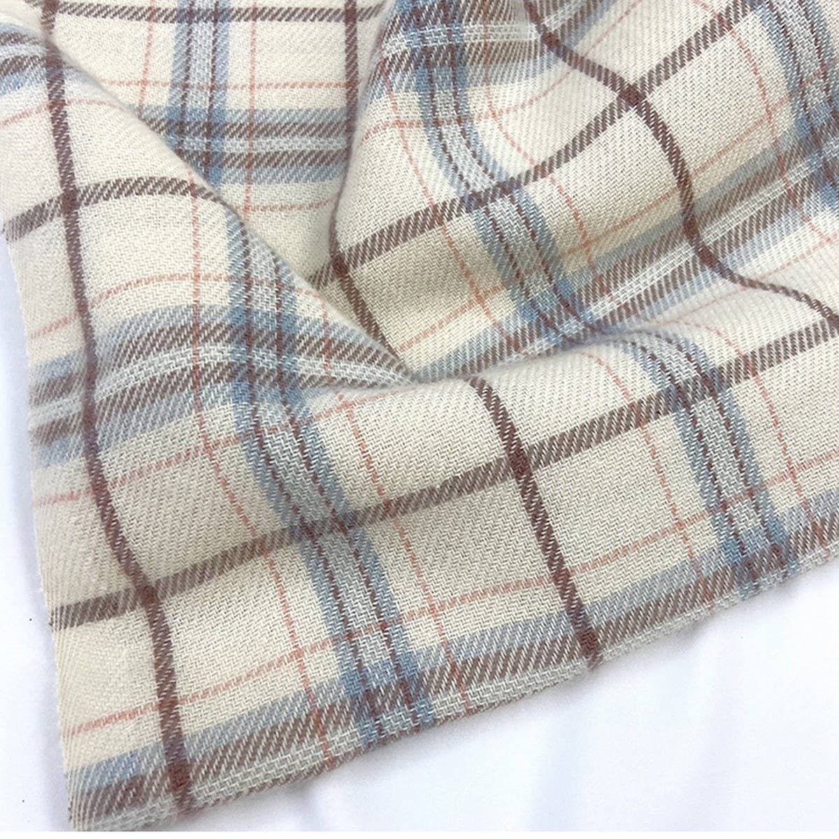 PLAID FAUX CASHMERE SCARF COZY FRINGE WINTER WRAP_CWASC1459