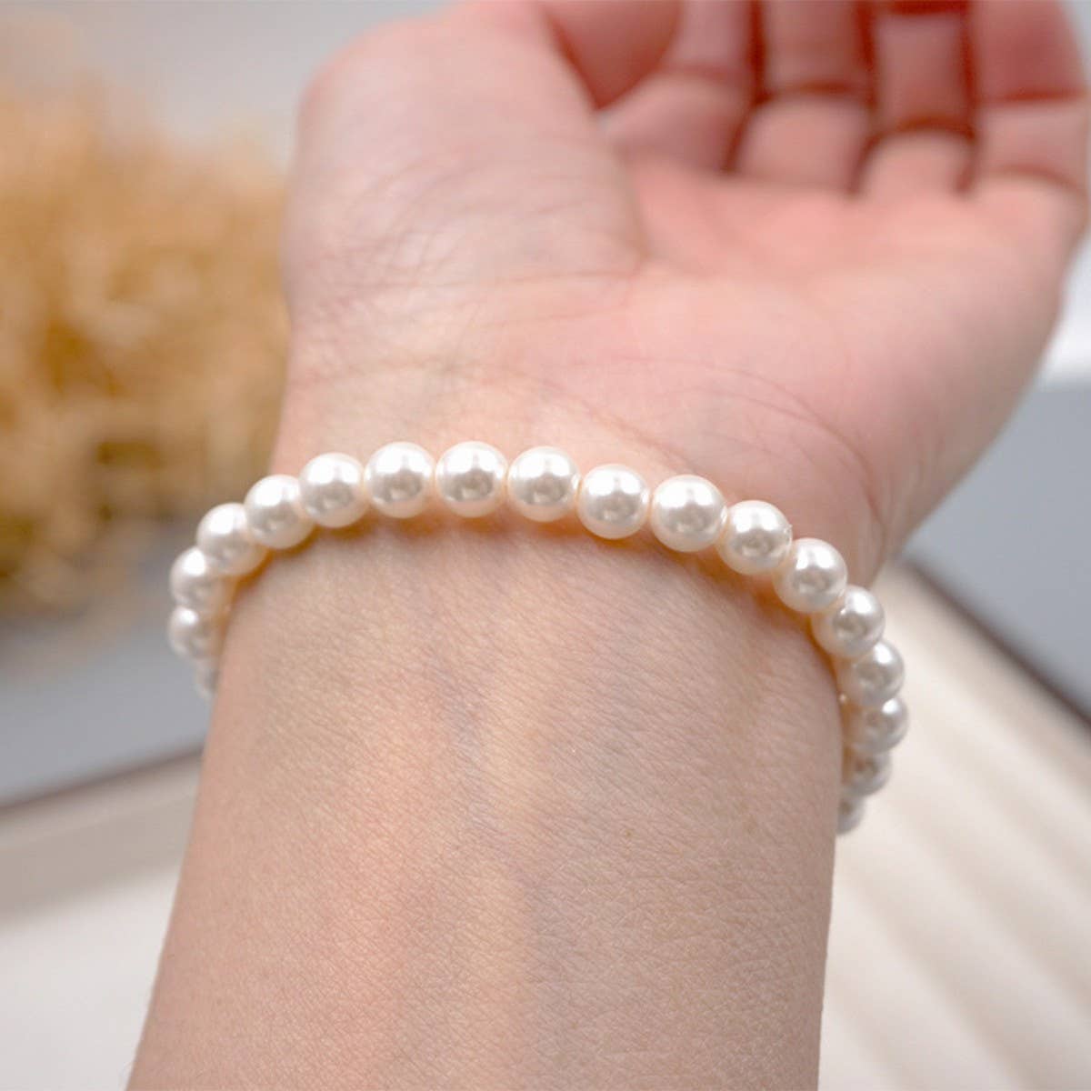 SIMPLE ROUND PEARL ELEGANT ELASTIC BRACELET_CWAJE1676