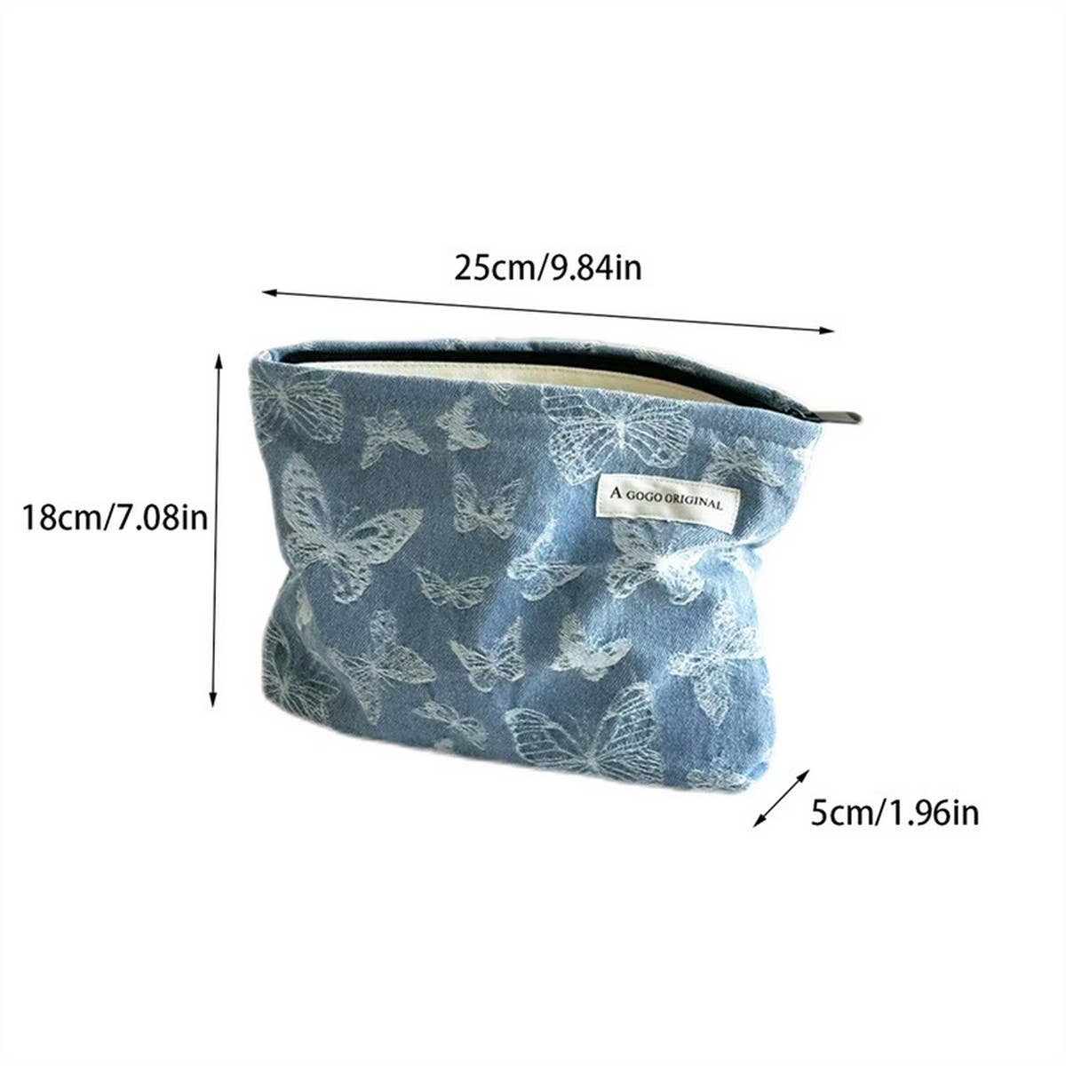 Denim Makeup Bag Large Pillow Handbag Travel Pouch_Cuab00702