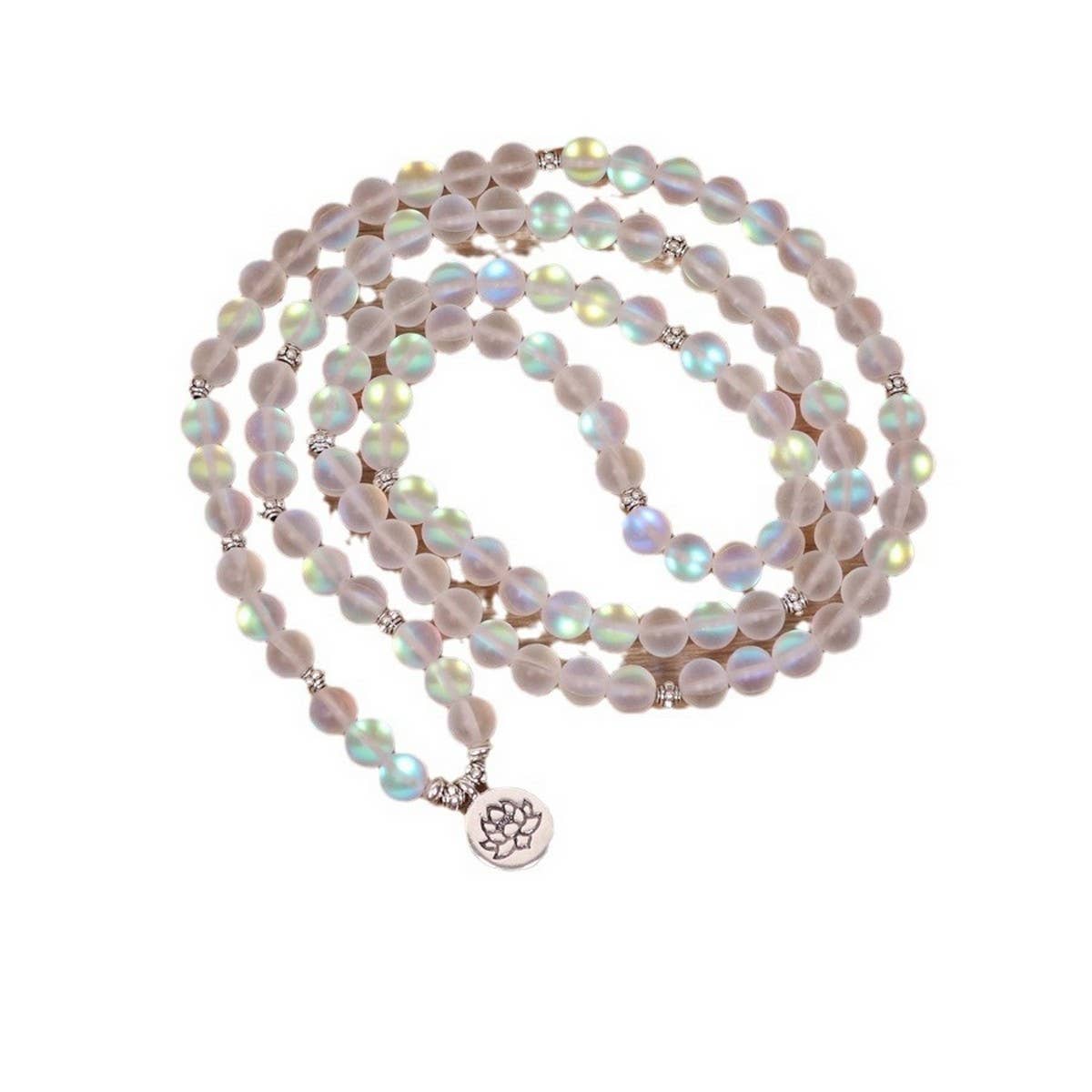 108 WHITE BLUE GLITTER BEADED BRACELET WITH CHARM_CWAJE3933