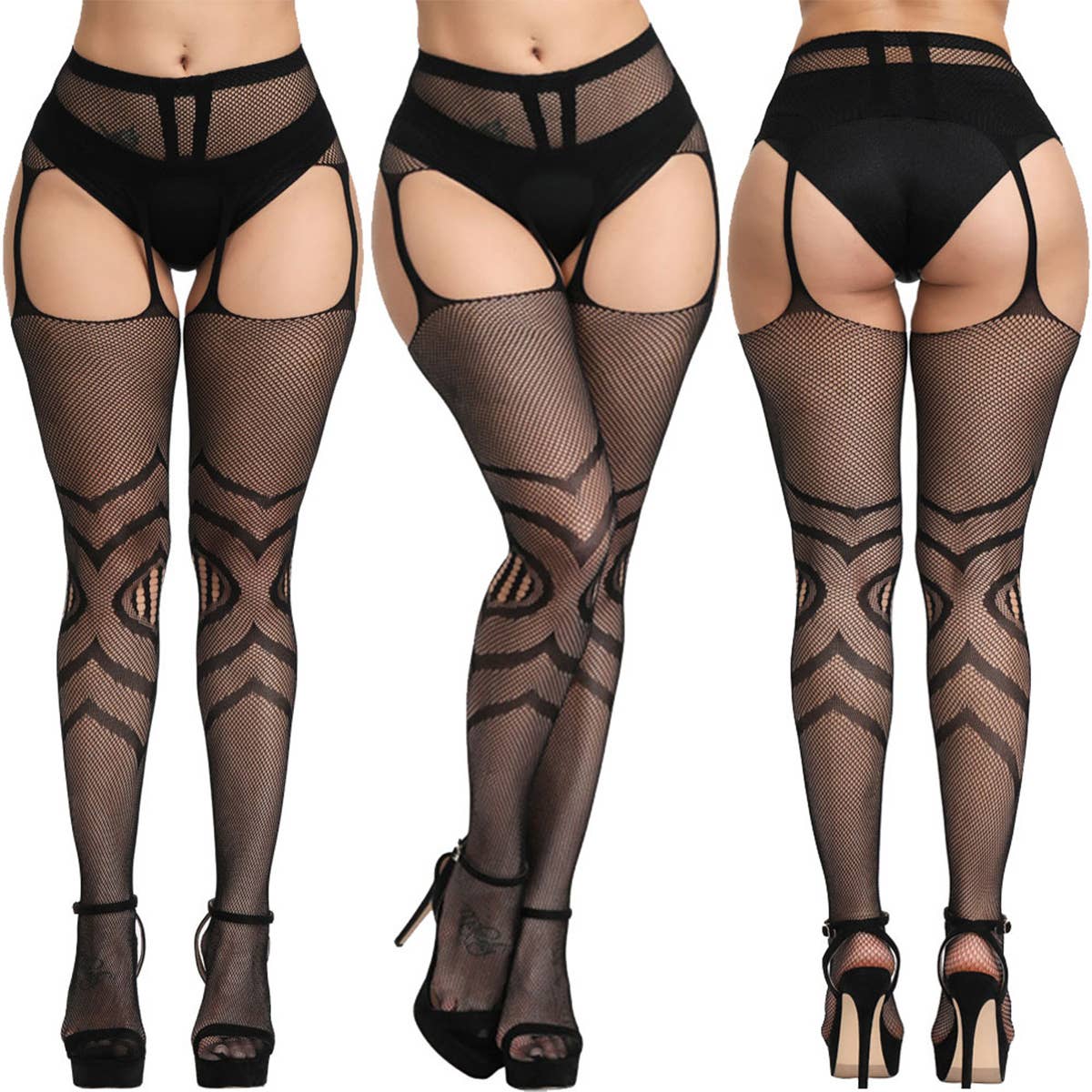 THIGH HIGH STOCKINGS FISHNET SUSPENDER TIGHTS_CWMS0222