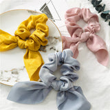 SIMPLE SOLID COLOR KNOTTED RIBBON HAIR TIE_CWAHA0834