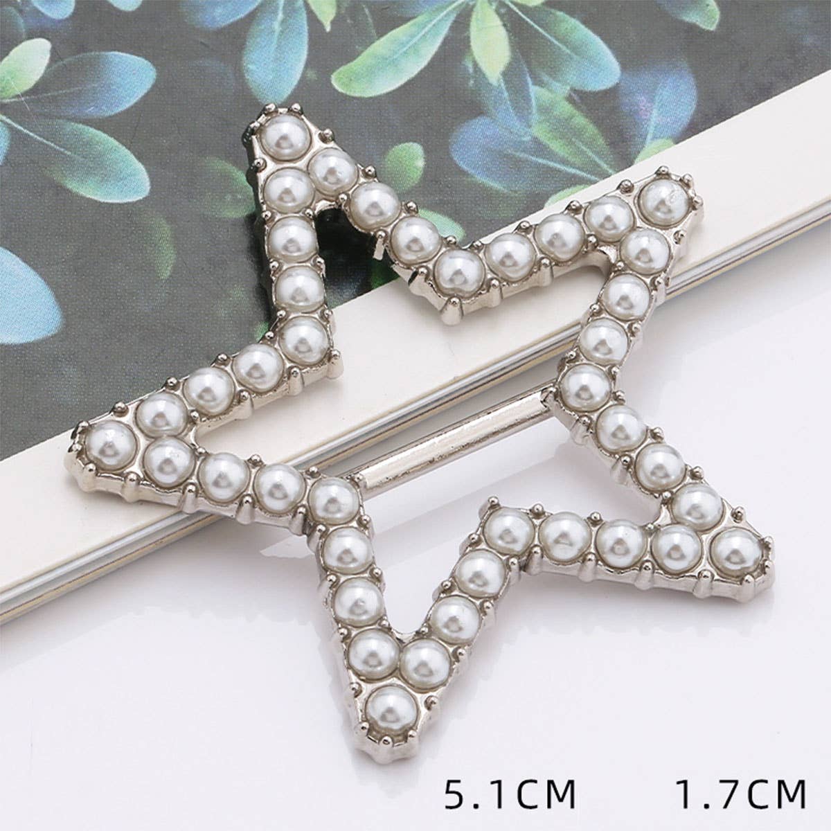 FIVE POINTED STAR PEARL INLAID SILK SCARF RING_CWMM2118