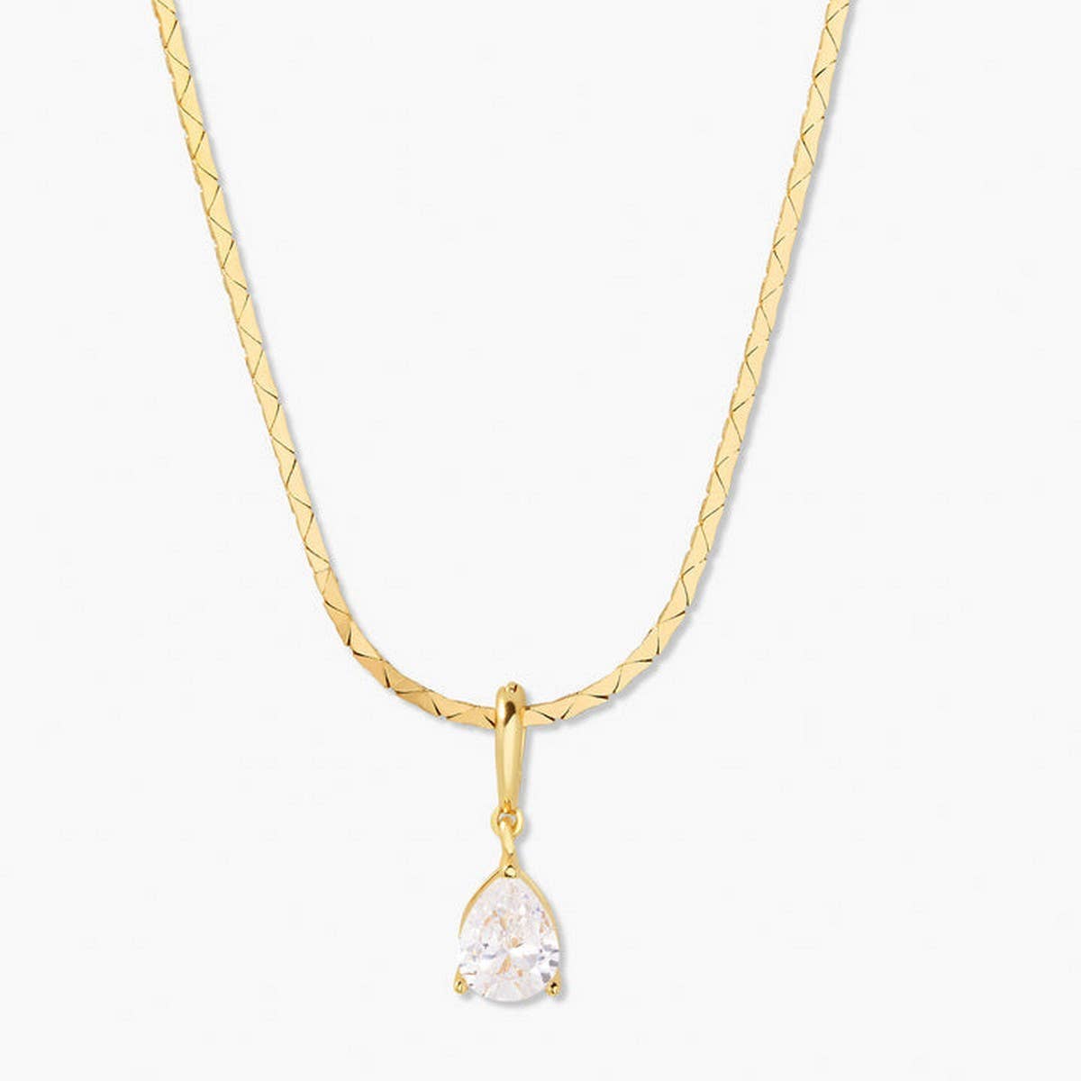 STAINLESS STEEL COLORED DROP ZIRCON NECKLACE_CWMM3921