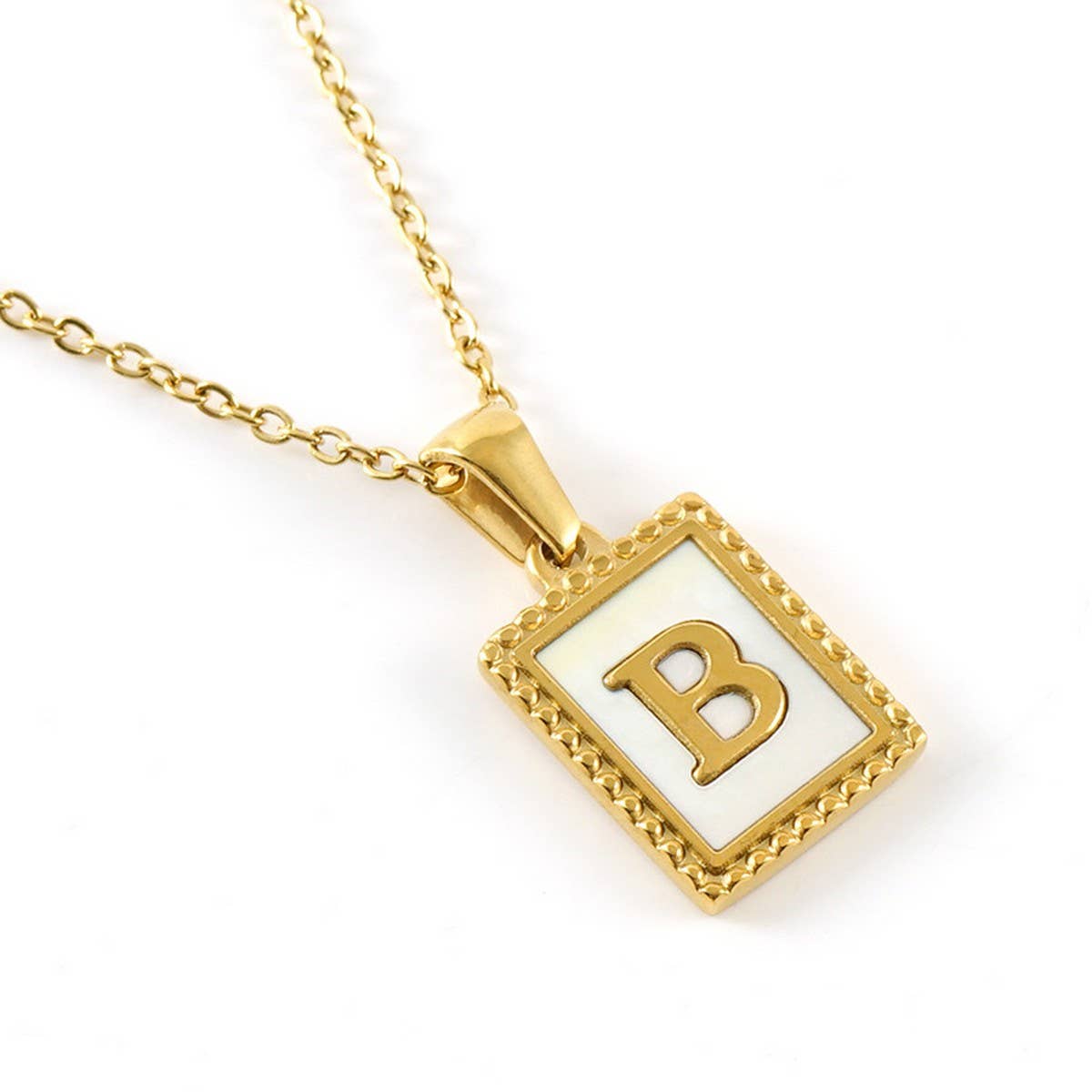 18K GOLD STAINLESS STEEL LETTER SHELL NECKLACE_CWAJE0685