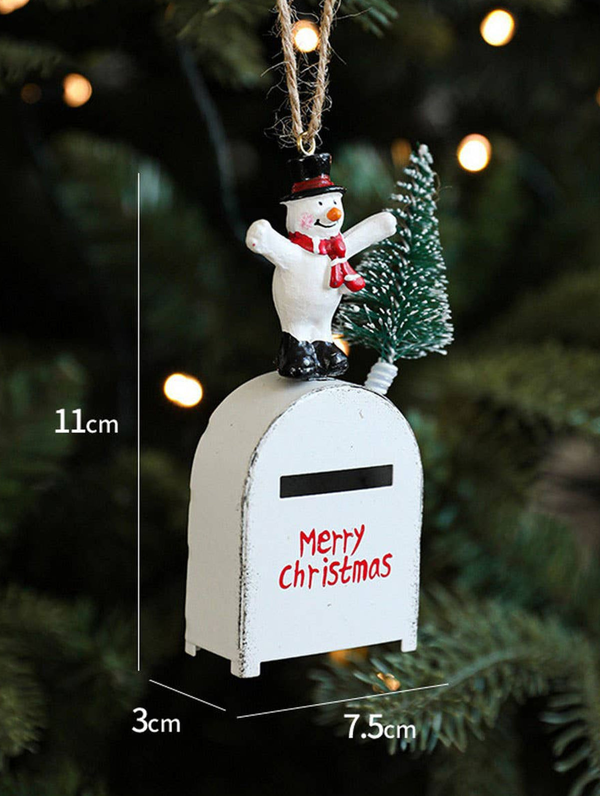 IRON PAINTED MAILBOX VINTAGE CHRISTMAS HANGING_CWMM9780