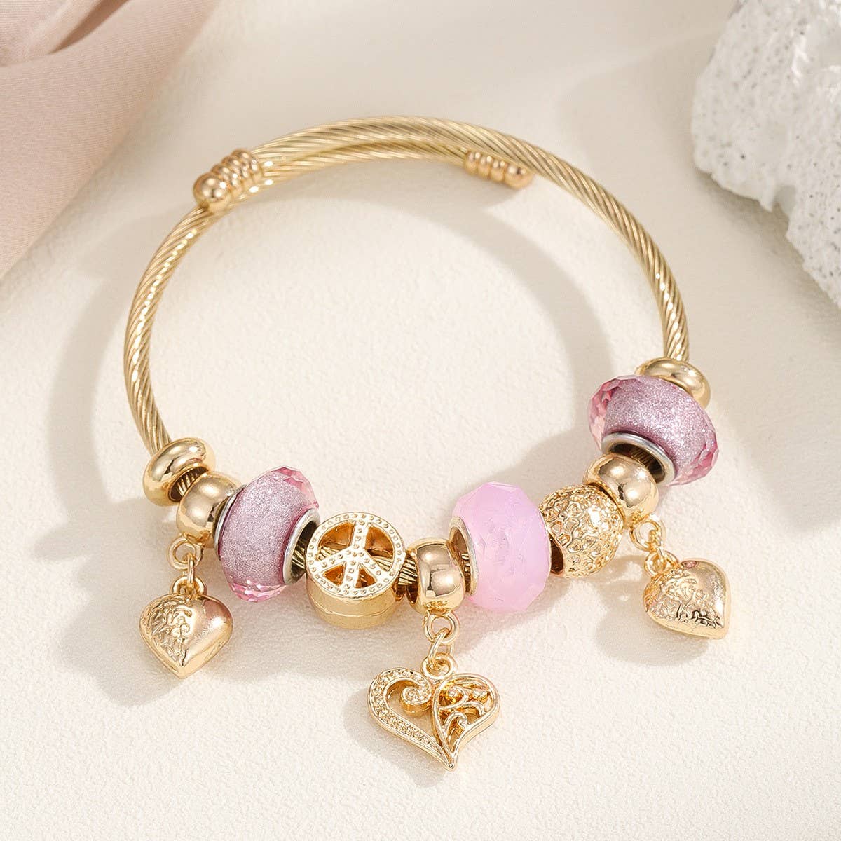 Trendy Beaded Bracelet With Bear Swan Heart_Cwmm8500