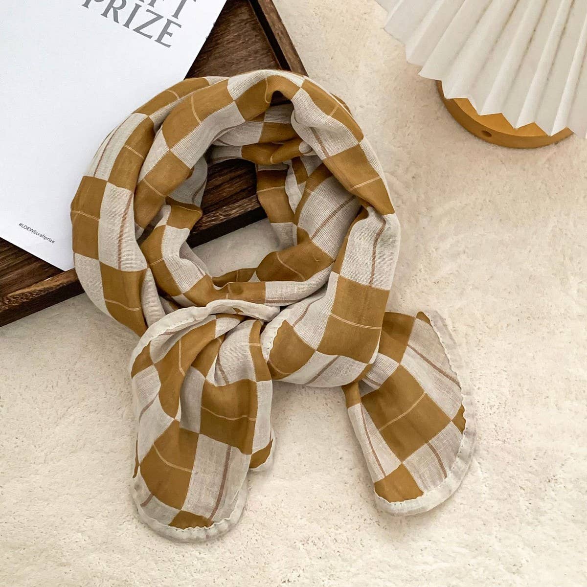 Cotton Plaid Scarf Neck Wrap Shawl_Cwasc02980