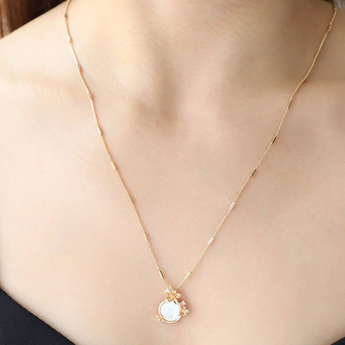 FASHION FLOWER SHELL NECKLACE JEWELRY SET_CWAJE2934