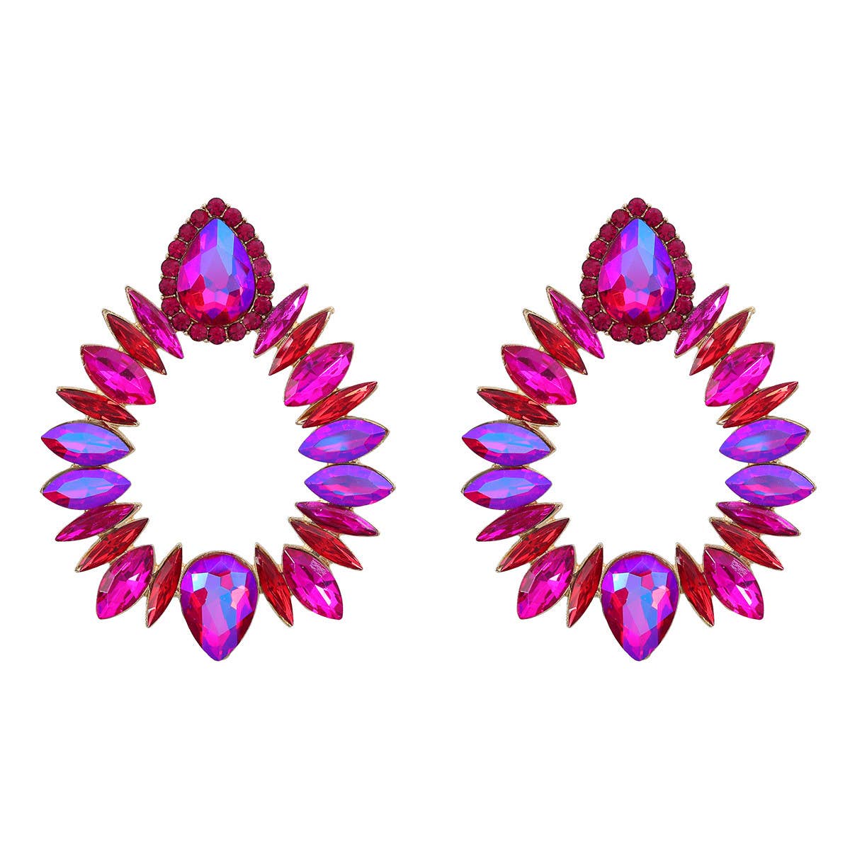 COLORFUL CRYSTAL GEOMETRIC DROP STUD EARRINGS_CWAJE0536