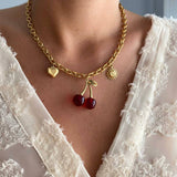 CHERRY GIRL RED PENDANT NECKLACE_CWMM5301