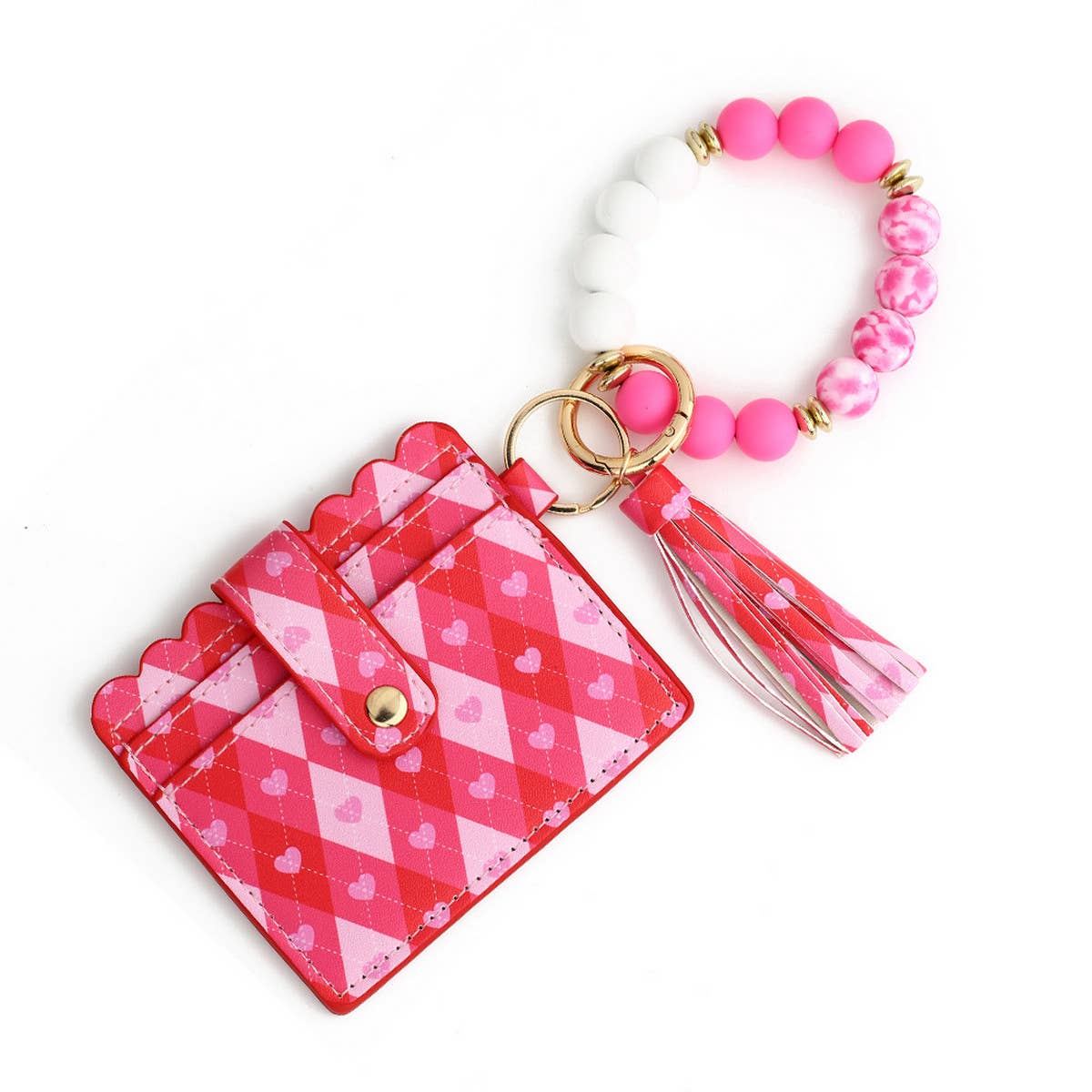HEART PRINT BRACELET CARD HOLDER KEYCHAIN_CWMM1288