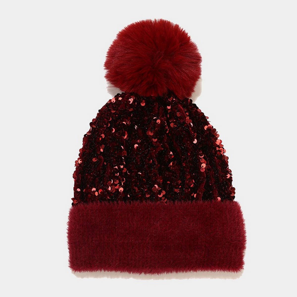 AUTUMN AND WINTER SEQUINED PLUSH KNITTED HAT_CWAH2146