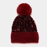 AUTUMN AND WINTER SEQUINED PLUSH KNITTED HAT_CWAH2146