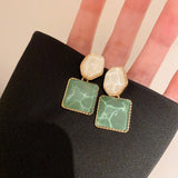 IRREGULAR SQUARE OVAL EARRINGS WITH WATER PATTERNS_CWAJE2050