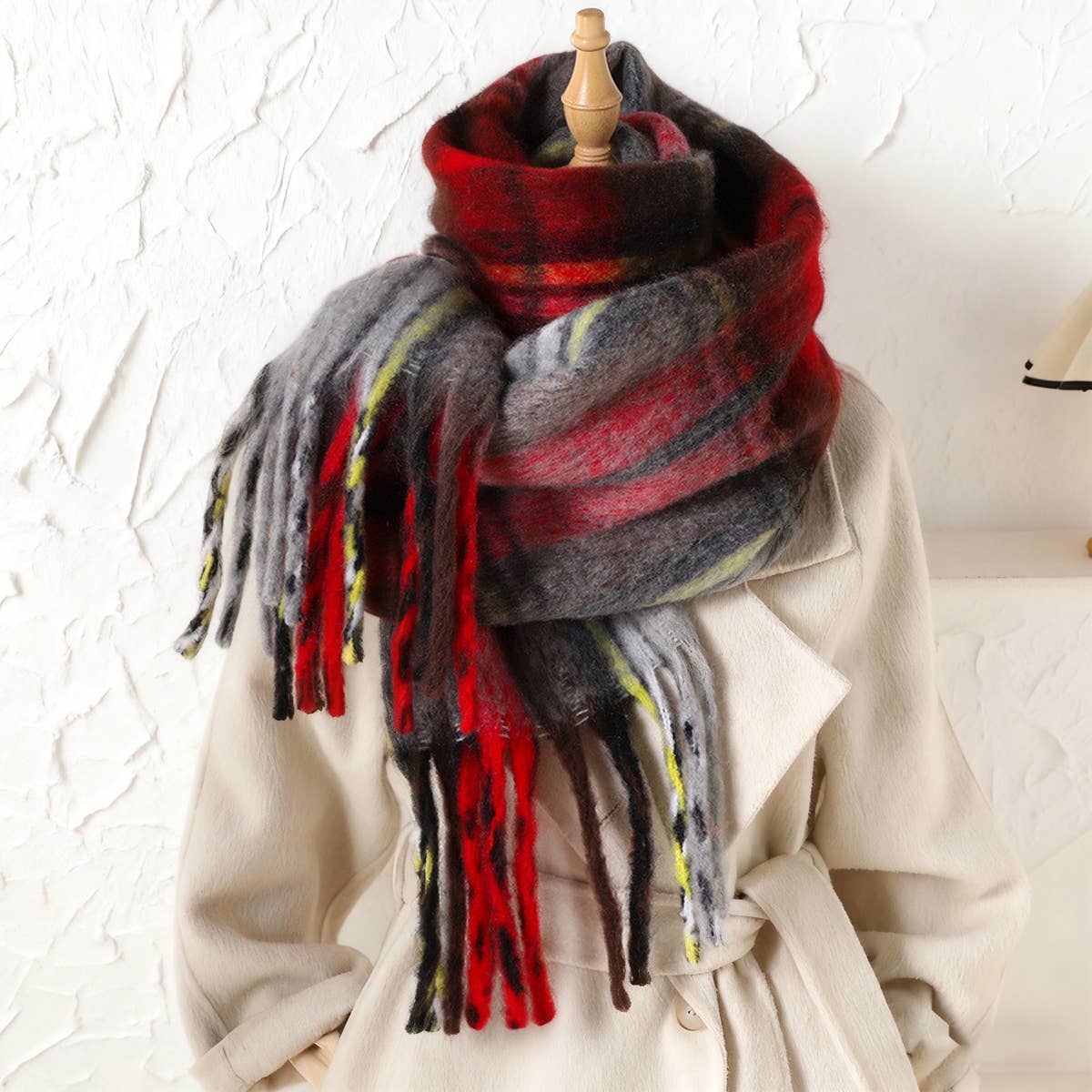 Rainbow Mohair Plaid Scarf Women Winter Wrap_Cwasc03465