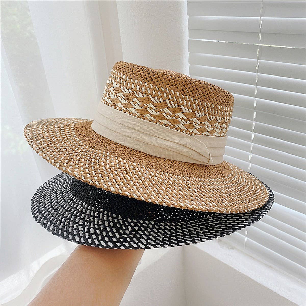 BRITISH RETRO HANDMADE WOVEN STRAW HAT_CWAH1171