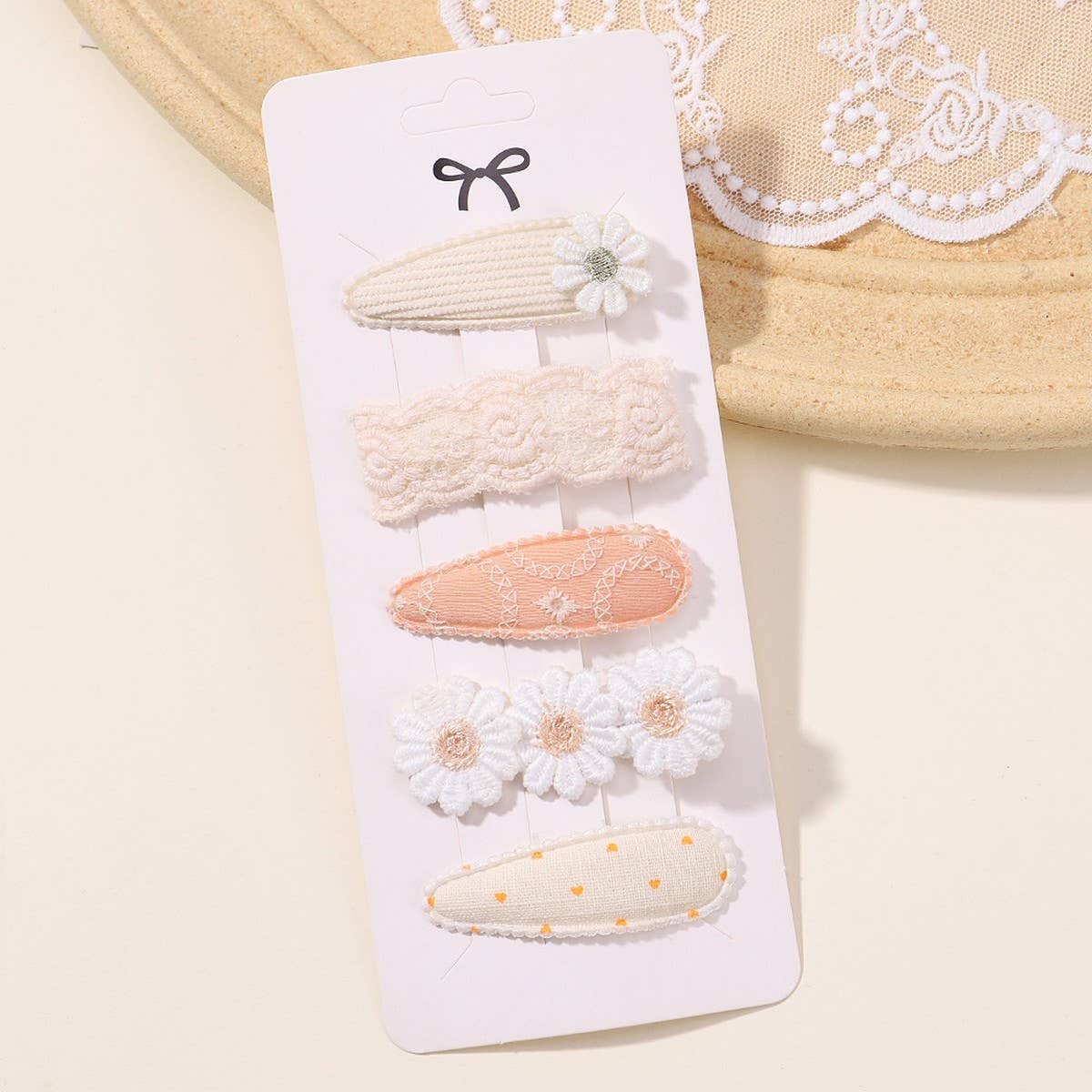 DAISY BB CLIP SET PRINTED CUTE FABRIC CLIPS_CWAHA6701